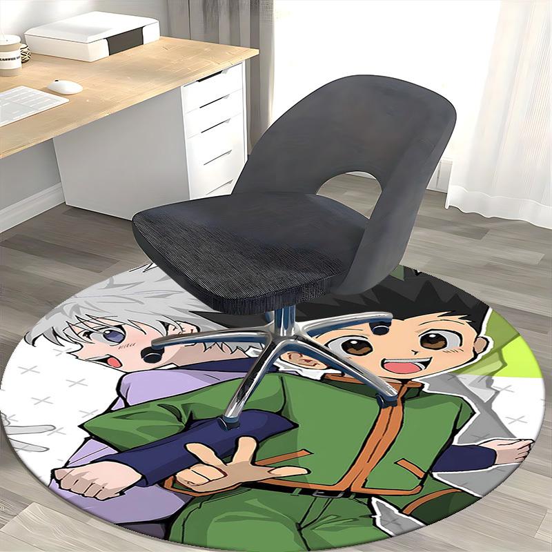 1pc Hunter X Hunter Killua & Gon Round Carpet - Anime Cartoon Design Chair Mat, Non-Slip Rug for Office, Home Decor, Living Room