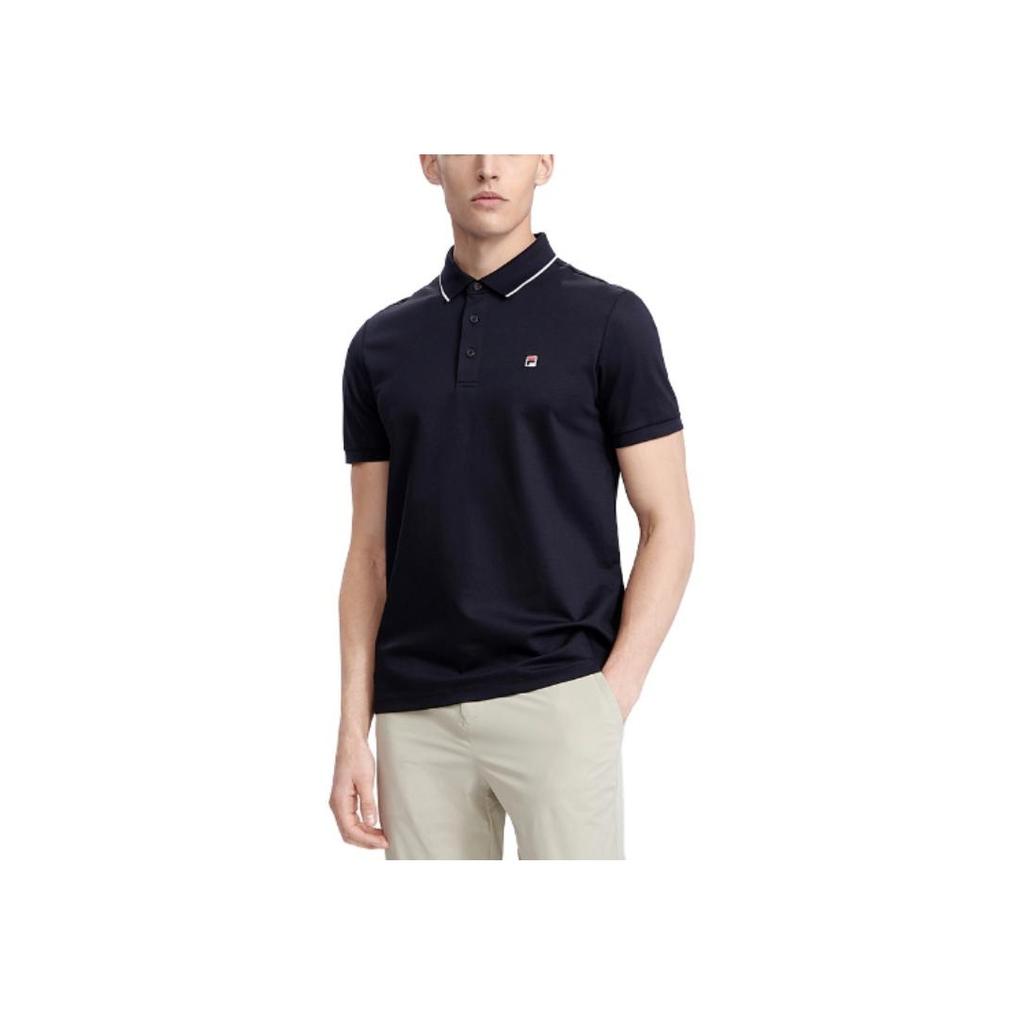 Fila Logo Embroidered Short Sleeve Polo Shirt Men Polo Shirts Legendary-Blue F11M321106FNV