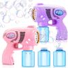 JOYFY 2 Bubble Guns with 2 Bottles Refill Solution Bubble Machine Gun for Kids Summer Party Outdoors Activity Birthday Gift