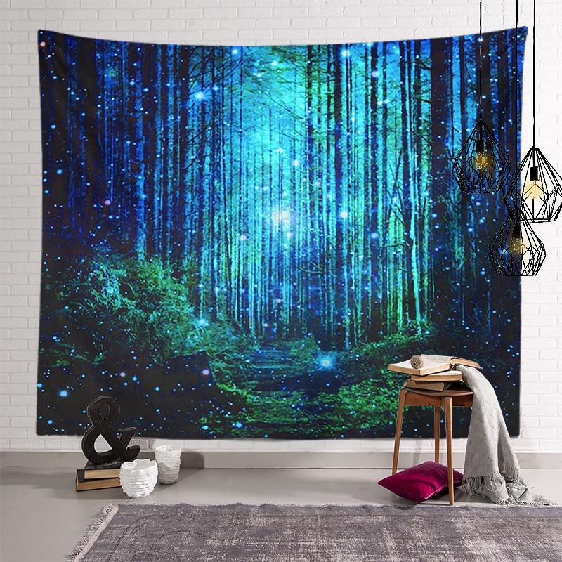 Heimdekoration, abgelegener Wald, Wandteppich, hängender Stoff, berühmte Berglandschaft, echter Hintergrund, Stoff-Wandteppich