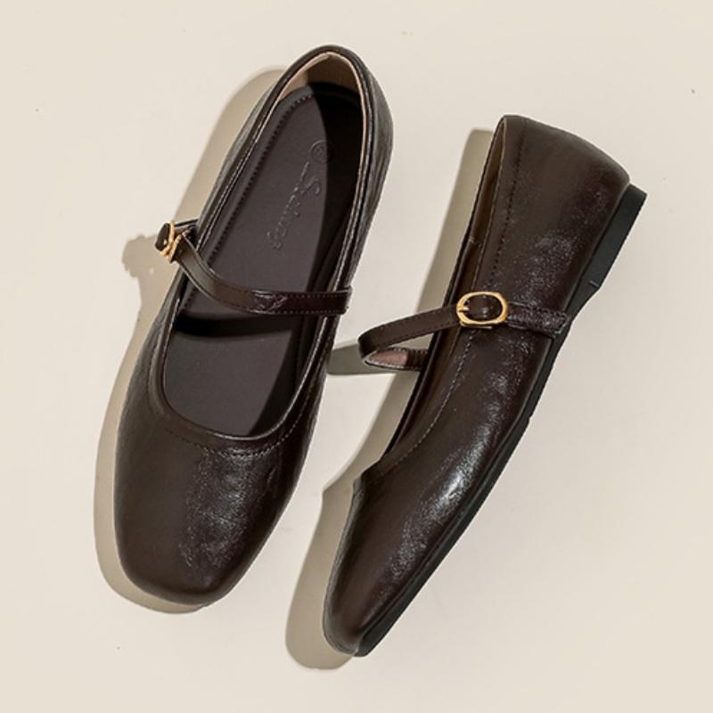 Fashion Mary Janes Casual Low Heels Women Shoes 2025 Spring Autumn Retro Women Square Toe Elegant Flat Shoes Wedding Party Women's Shoes
