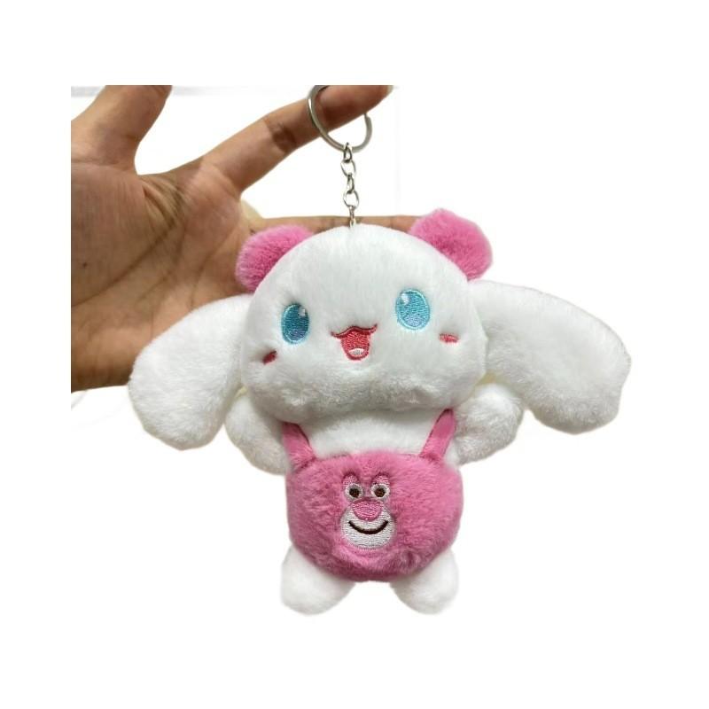 Adorable Plush Dog Keychain Soft Plushie Toy With Overalls Perfect For Gifts