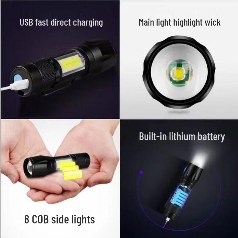 Nufeng Outdoor LED Zoom Flashlight with COB Side Light