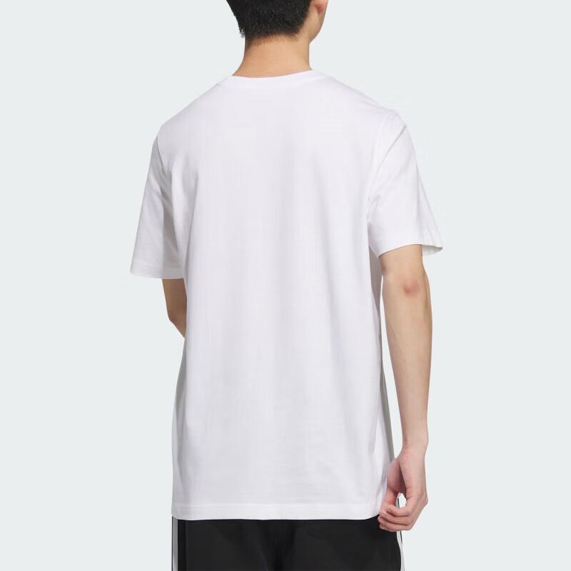 Adidas Logo Outdoor Fitness Training Casual Breathable Comfortable Round Neck Pullover Short Sleeve T-Shirt Unisex Tops White Black JI9080