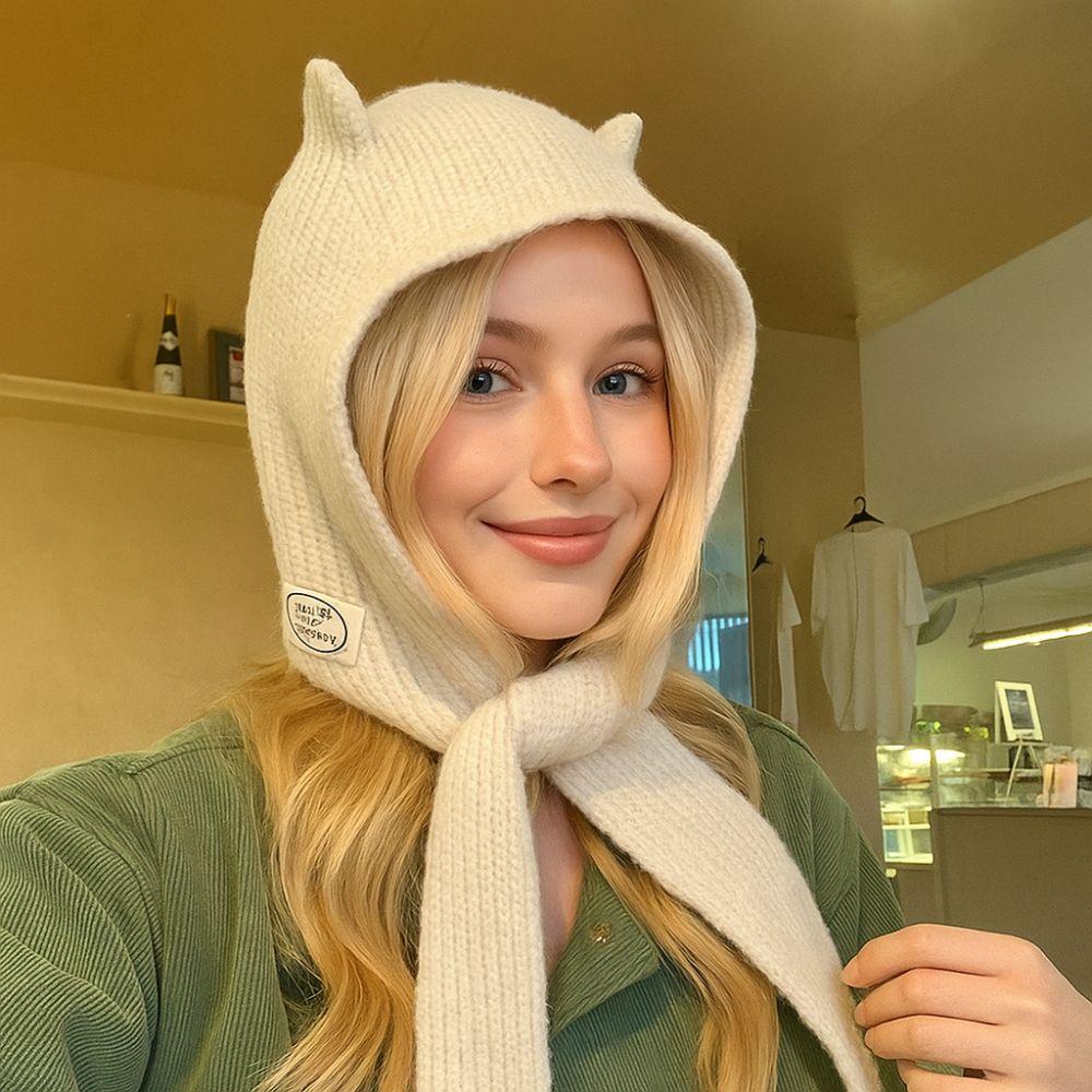 Korean Style Balaclava Hats Niche Bomber Hat Cute Scarf Hat  Women  Autumn Winter