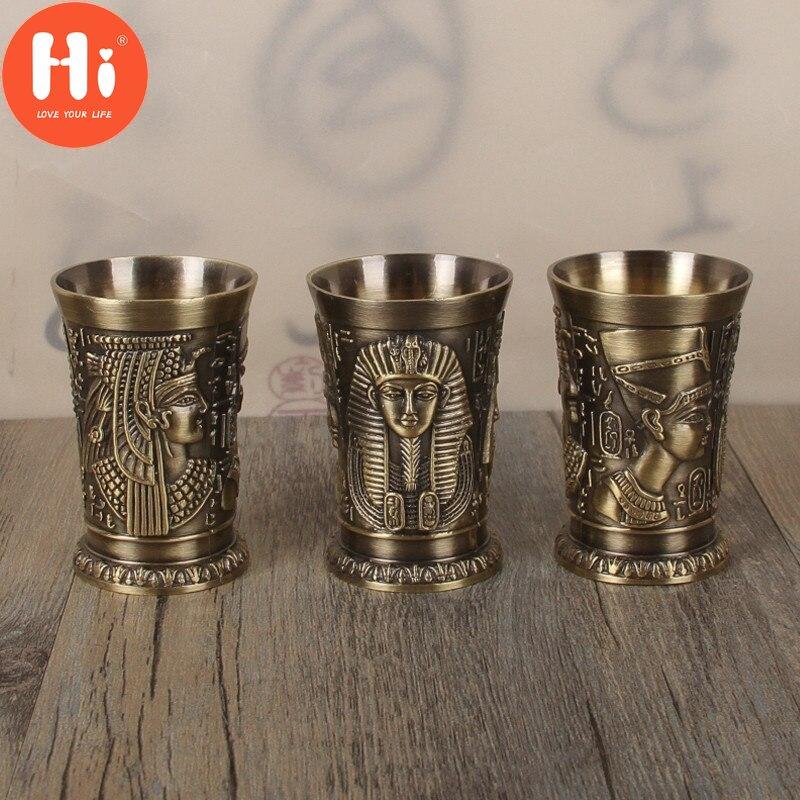 Hi Metal Egyptské sklenice na víno Slitina zinku Koktejlový panák Hrnek na koktejl Starověký Egypt Hrnek na víno Bar Nádobí Craft
