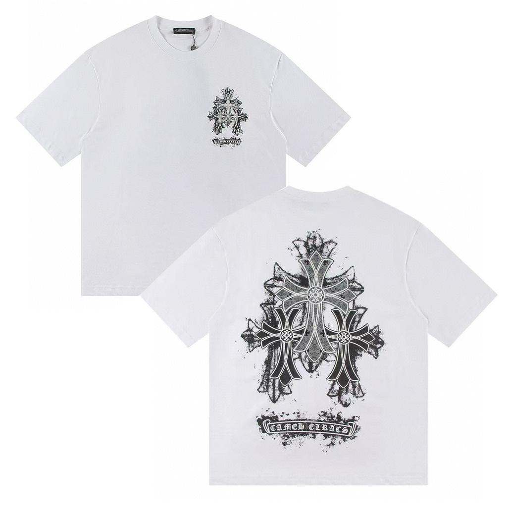 W389 CHROME HEARTS 2026 Summer New High Quality Cotton Round Neck Loose Large Size T-shirt Couple T-shirt