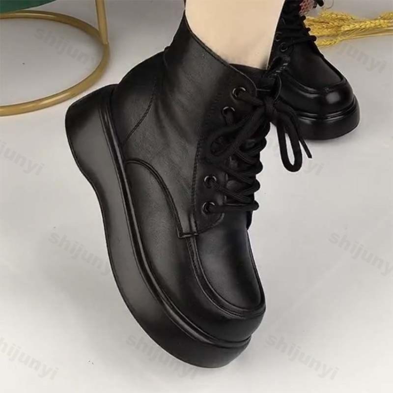 Fashion Women's Snow Boots 2025 Winter New Plush Thicken Warm Platform Short Boots Fashion Cross Straps Outdoor Non Slip Cotton Shoes