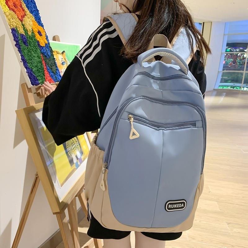 New Backpack Contrasting Colors, Junior High School and High School Students Schoolbag Port Large-capacity College Student Backpack