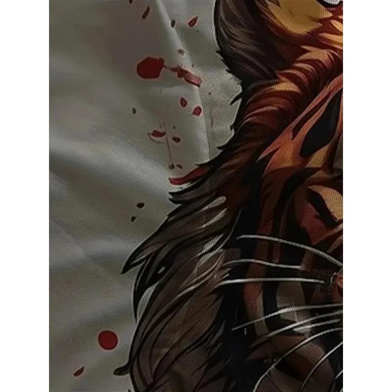 for Men 3D Tiger Print T Shirt Realistic Ferocious Face Graphic Tee Breathable Polyester Loose Short Sleeve Gym Outdoor Party