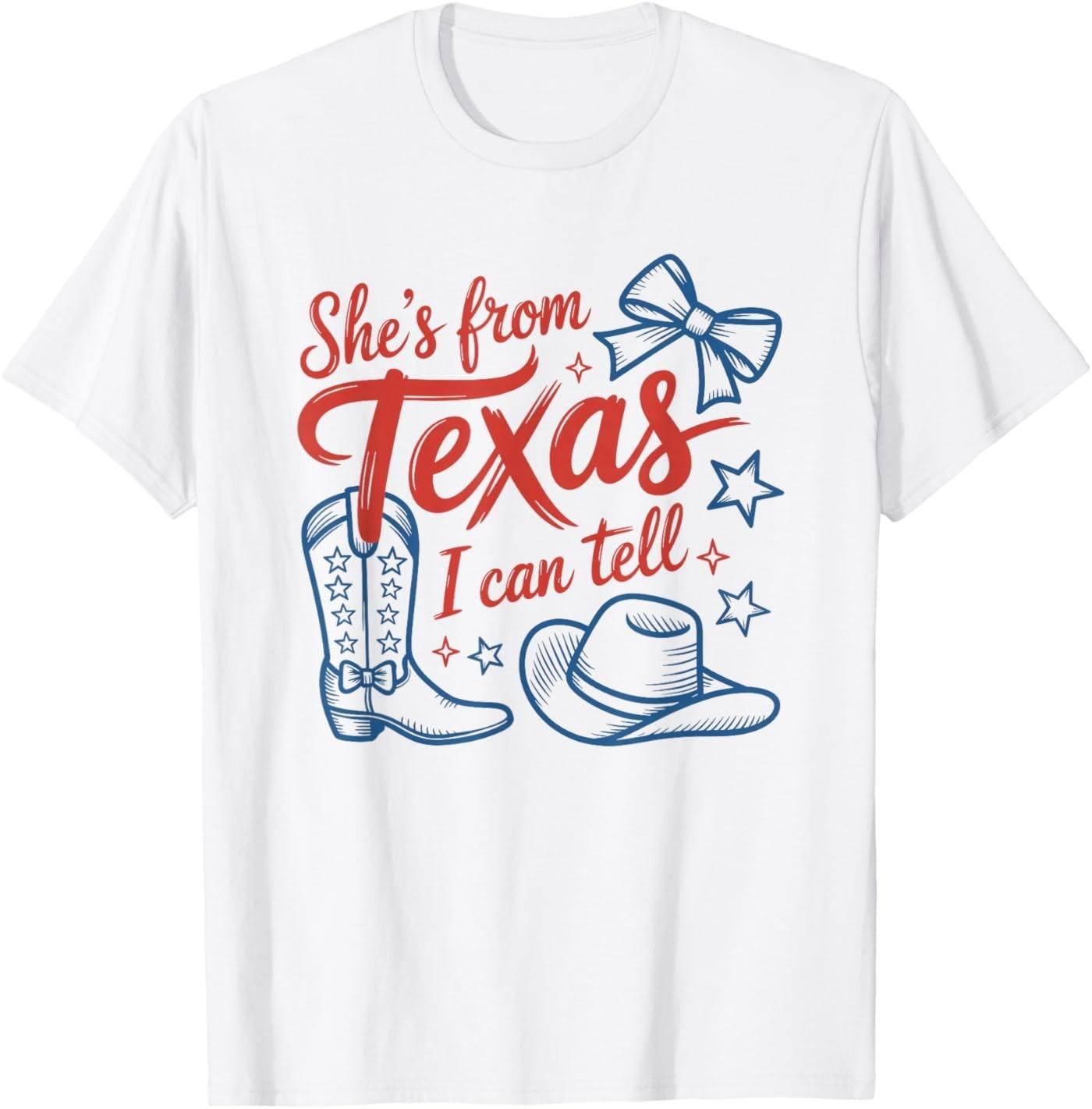 She s from Texas I Can Tell Retro Southern Cowgirl Girl T-Shirt L