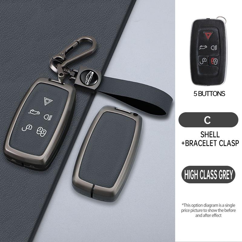 Car Key Case Cover For Land Rover Sport Freelander Discovery 4 Range Rover Sport Lr4 2010-2012 Zinc Alloy Leather Auto Keychain