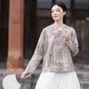 Johnature Women Vintage Shirts Tops Spring Chinese Style Long Sleeve Button Loose Shirts