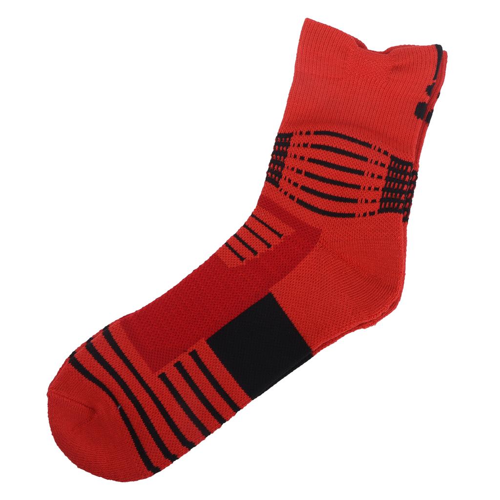 1 Pair Cotton Sports Socks Men Thicken Basketball Breathable No Sweat Running SocksRed