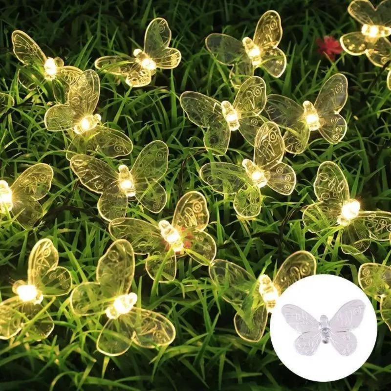 Solar Butterfly Fairy Lights Waterproof Solar String Light for Outdoor Garden Patio Courtyard Party Wedding Scene Home Decor