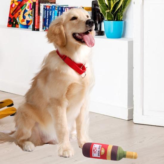 Hundleksak Plysch fylld vinwhiskyflaska Squeaky Crinkle Toys Djurbitring för medelstora små och stora hundar