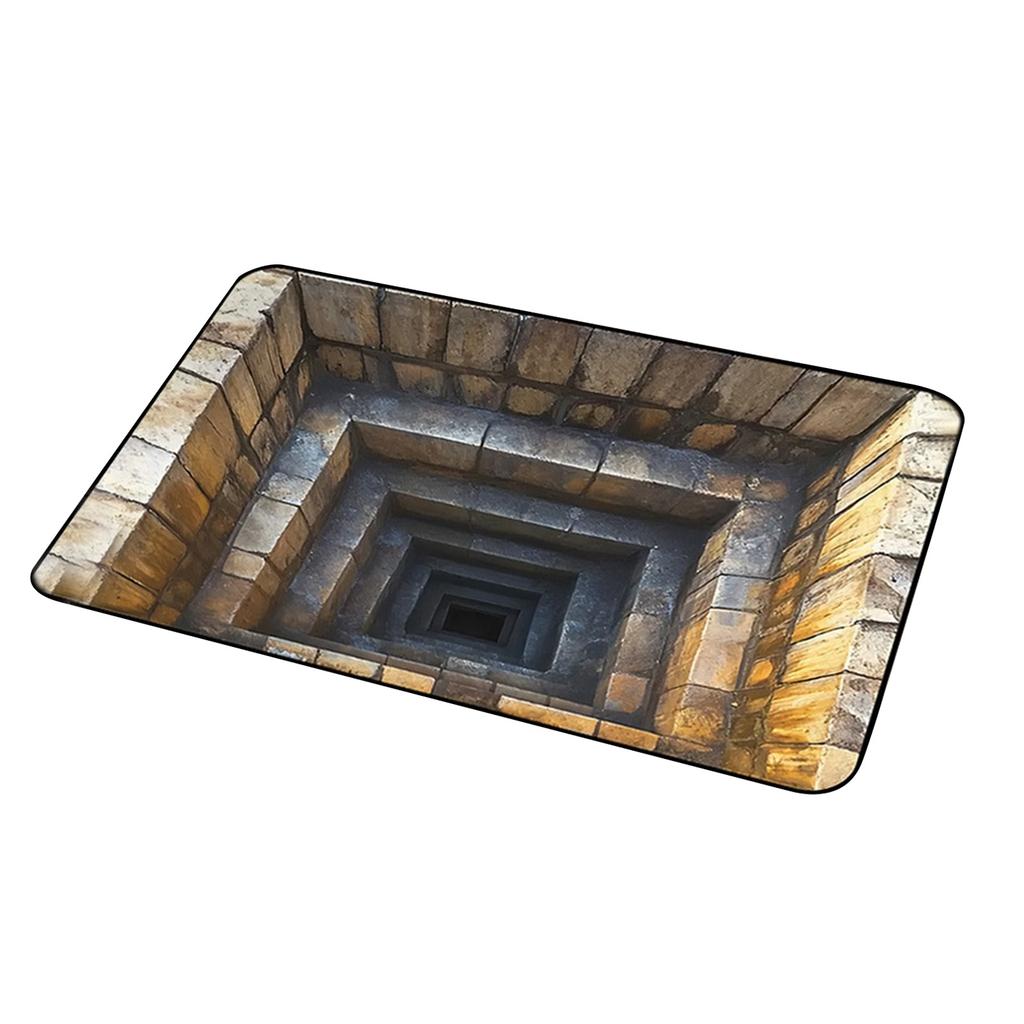 Front Door Mat Indoor Outdoor Entrance, 3D Optical All-Weather Doormat, Optical Rug Ground Crack Rug 3D Rugs, Easy Clean Patio Porch