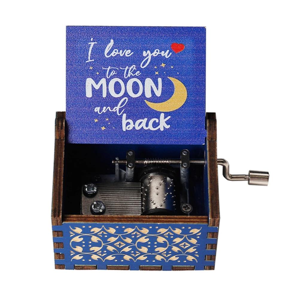 New You Are My Sunshine Music Box Color Printing Wooden Hand Crank Musical Box Birthday Present Valentine's Day Christmas Gift