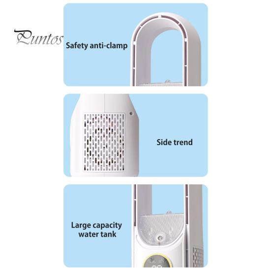 6 Hız Modlu Kanatsız Masaüstü Vantilatör Güçlü Hava Akışı Kompakt Tasarım Taşınabilir Şarj Edilebilir Sessiz Soğutma Sprey Vantilatörü