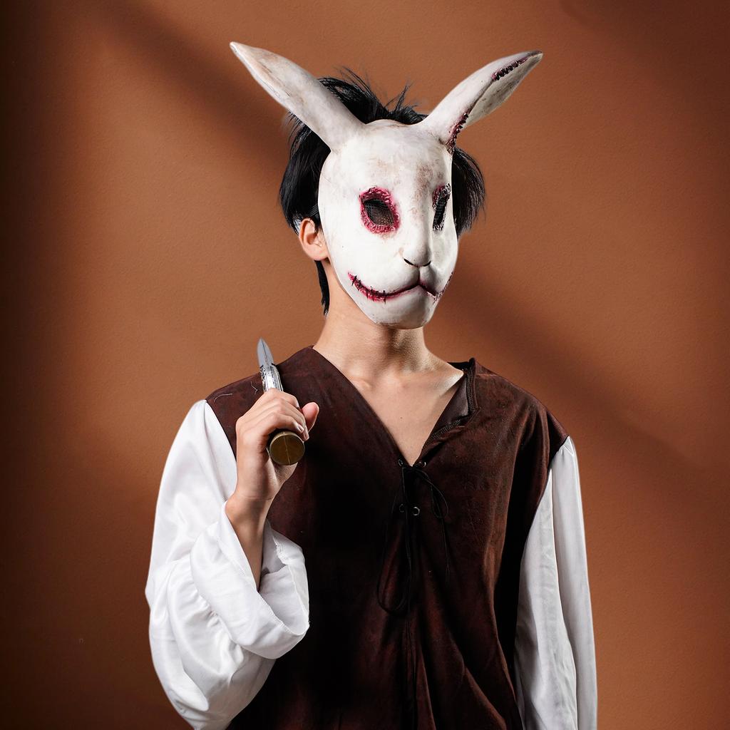 1 szt. Straszna maska królika Kostium na Halloween Maska lateksowa Przebieranka na przyjęcie świąteczne