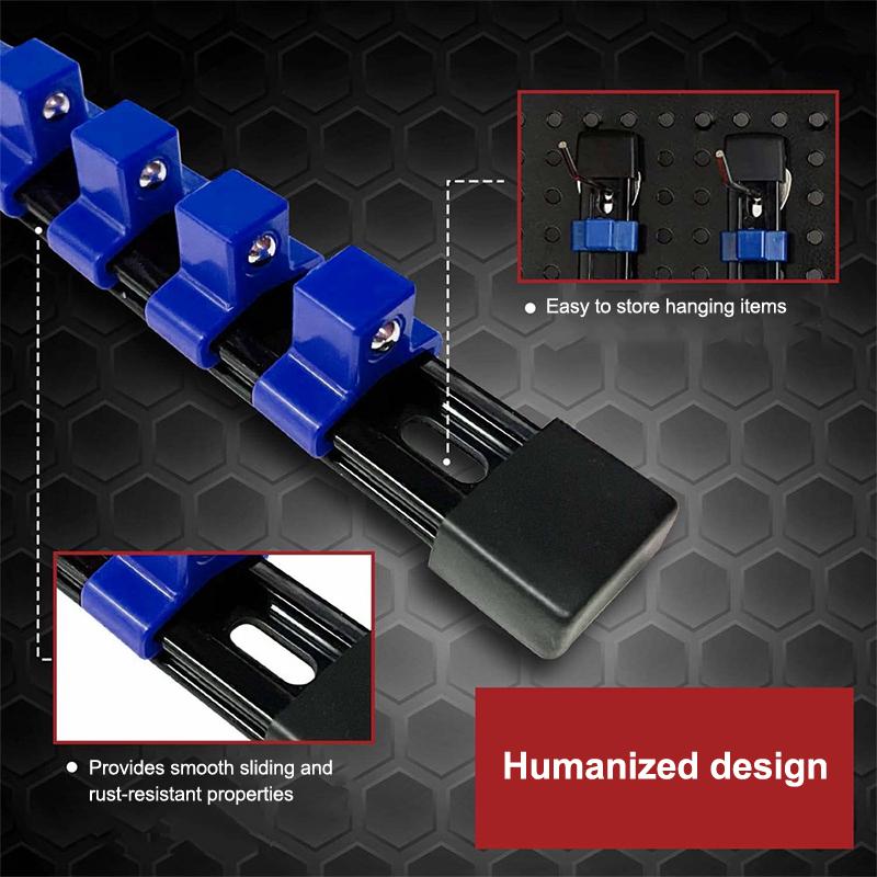 1/2 1/4 3/8 Socket Clip Rail Holder Socket Sliding Stand Sleeve Rail Rack Tool 360° Swivel Socket Organizer Abs Socket Organizer