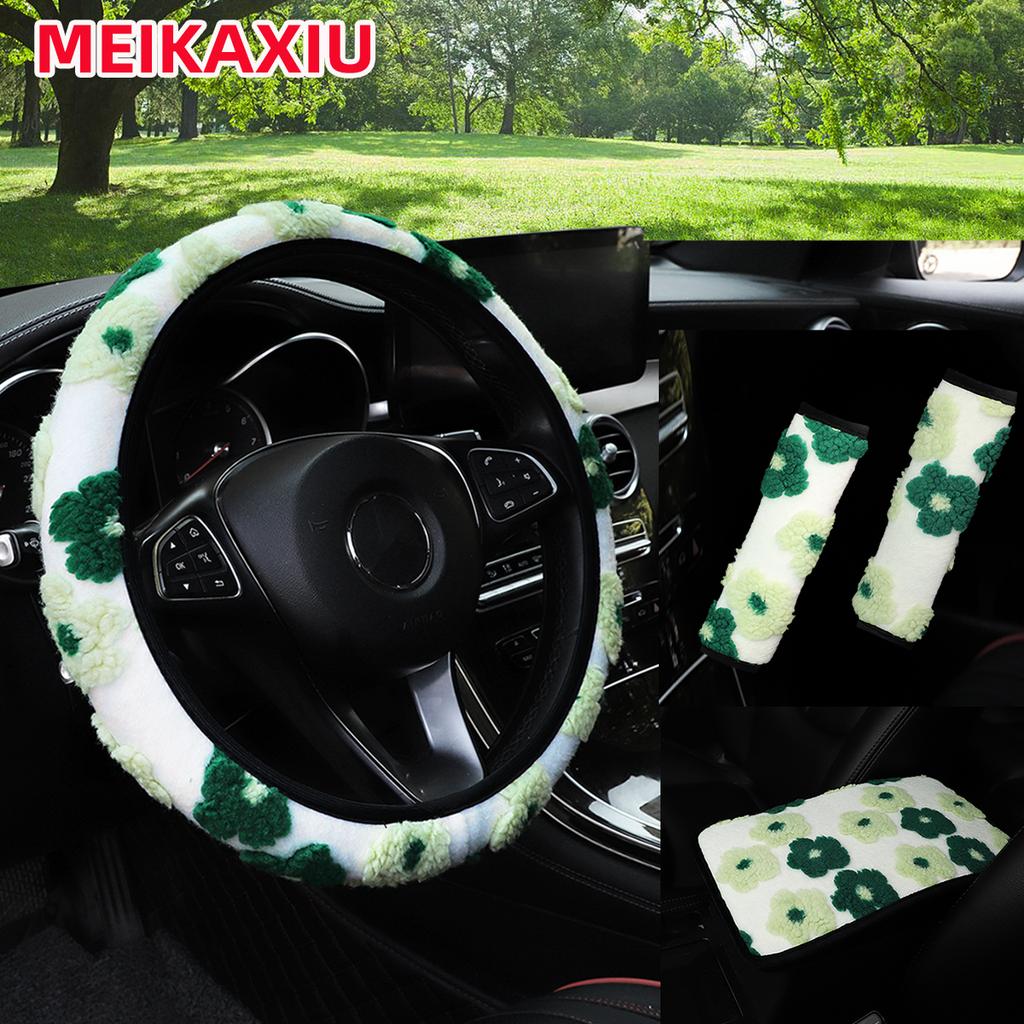 4 Plush Large Flower Hand Warmer Car Without Inner Ring Steering Wheel Cover Shoulder Strap Accessory Armrest Cushion for Women