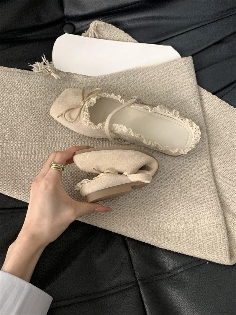 

Плоское дно кружевная сумка голова полутапочки женские носить мягкое дно один педаль бант крутые тапочки 40 абрикосовый