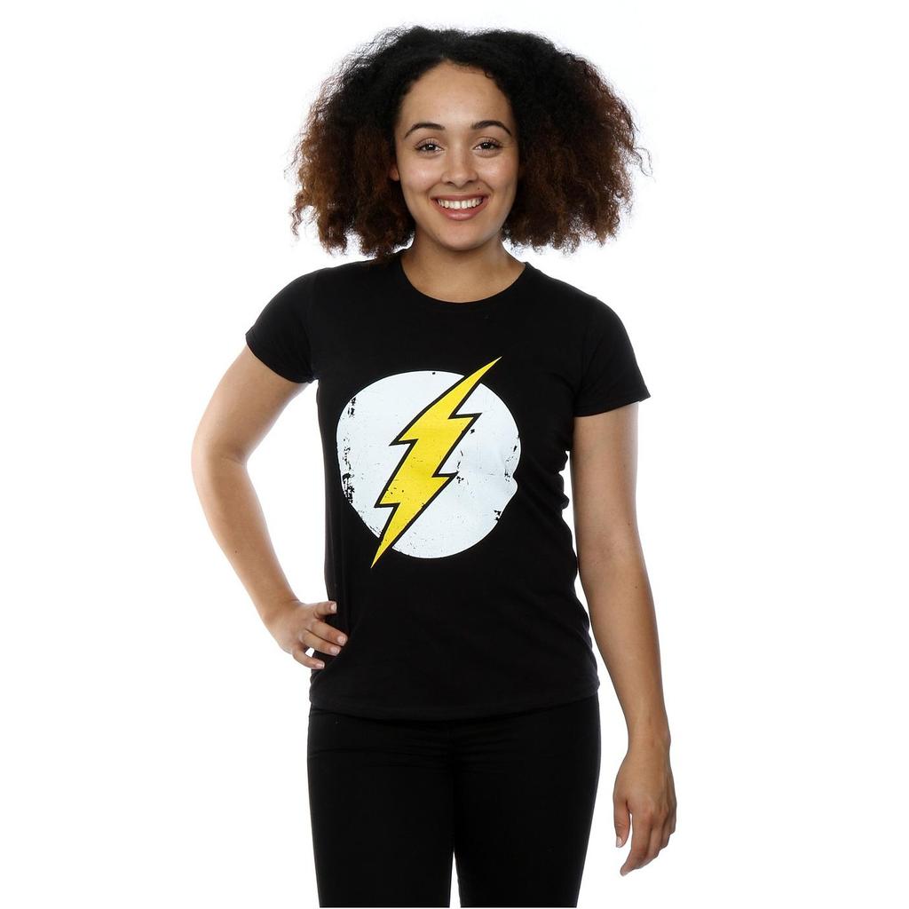 DC Comics Womens/Ladies Flash Distressed Logo Cotton T-Shirt