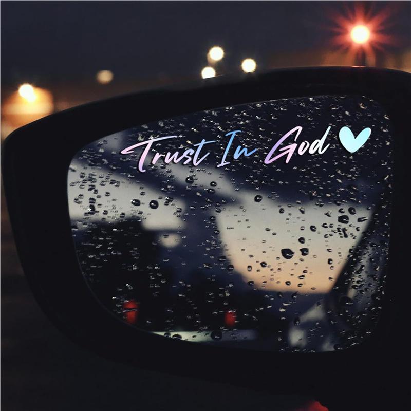 Trust In God Car Rearview Mirror Sticker - Reflective Car Body & Laptop Decoration