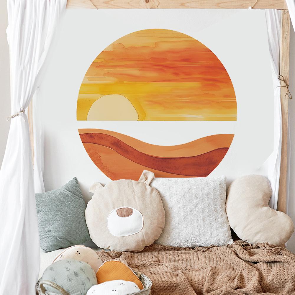 Fun-L021 Sunset Bedroom Living Room Study Background Landscaping Wall Sticker Sticker Self-adhesive