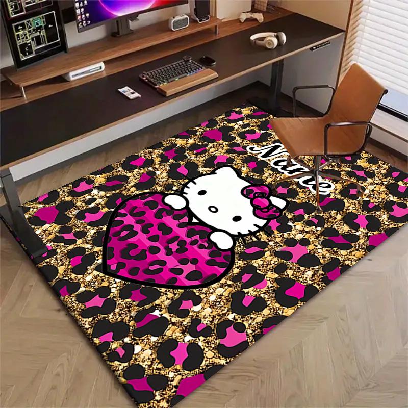Custom HelloKitty Mat Personalized Name, Polyester Washable Indoor Entryway Rug, Gift for Christmas, Easter, Thanksgiving Day