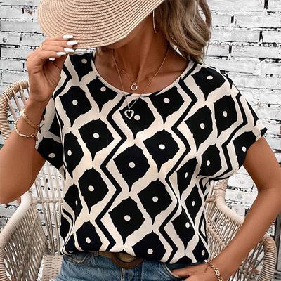 Mode Frauen Schwarz Dot Druck Print T Shirt Lustige Casual O-ansatz Kurze Ärmel T-shirt Sommer Weibliche T-shirt