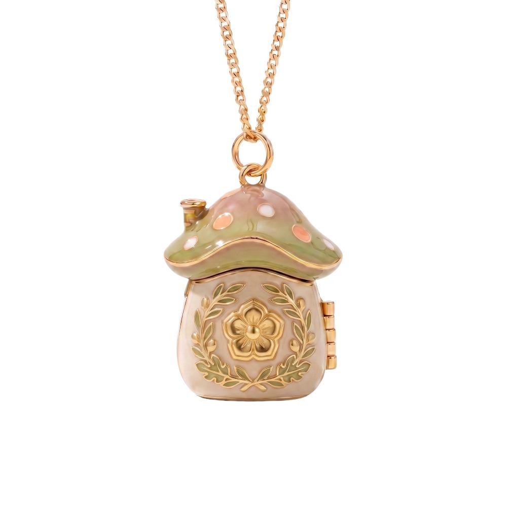 Openable Lid Photo Box Locket Macaron Gradient Fairy Pendant Sweet Mushroom Necklace Daily