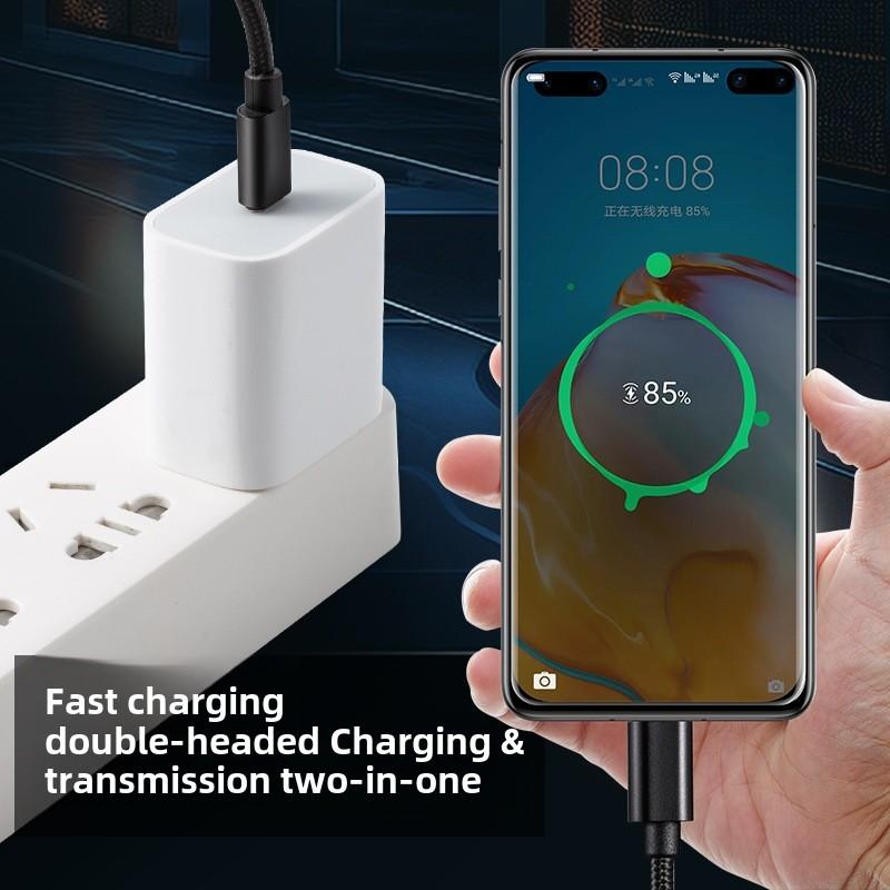 60W Fast Charging Type-C Cable, Nylon Braided USB C To C Charger Cord for Samsung, Huawei, and More