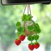 2025 Handmade Knitted Strawberry Car Ornament: Cute Rearview Mirror Accessory
