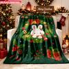 Blanket 1pc Christmas Bunny with Red Ribbon 2D-Printed Flannel Throw Blanket - Soft And Cozy Suitable for Use On The Sofa While Tr