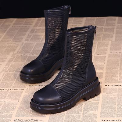 Medium Tube Soft Bottom Hole Cool Boots Casual Net Boots Women's New Summer Thin Hollow Mesh Martin Boots Women
