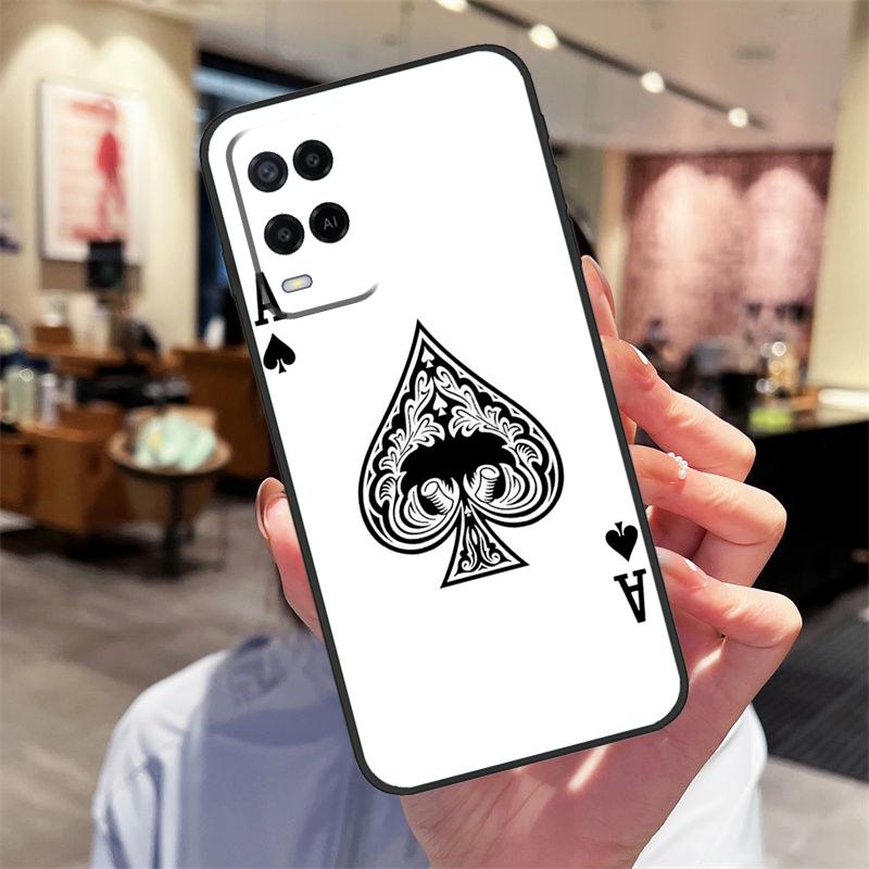 Ace of Spades Poker Card Case For Oppo A94 A74 A54 A18 A38 A58 A78 A98 A40 A60 A80 A16 A76 A96 A15 A17 A77 A57S Cover