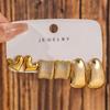 Big Gold Plated Textured Metal Circle Hoop Earrings Set for Women Vintage Geometric Twisted C Shape Drop Earring Party Jewelry