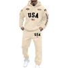 Mens Hooded Sweatshirt and Jogger Pants Set USA Letter Print Pullover Hoodie Long Sleeve Tracksuit Sportswear Outfit