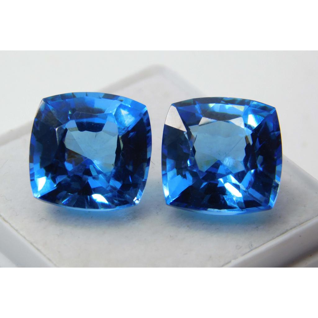 Square Cushion Cut 21.45 Ct Pair Natural CERTIFIED Blue Sapphire Loose Gemstone A-1634