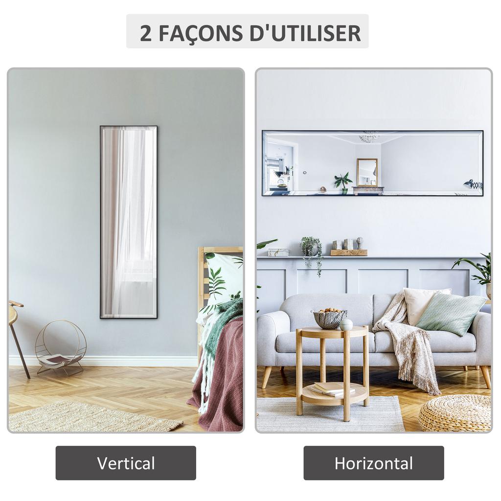 Full Length Mirror, 120x35cm Wall Mirror, Rectangle Dressing Mirror, Long Mirror for Bedroom, Living Room, Black