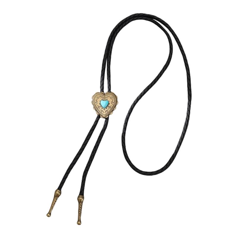 Western Cowboy Bolo Tie Heart Necktie Necklace Costume for Sweater American Bolo Tie Western Jewelry