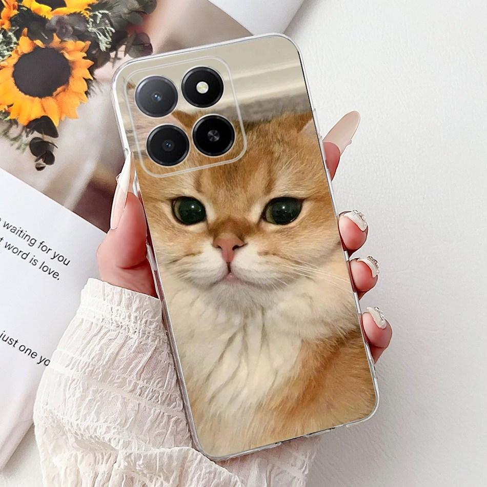 Phone Case For Honor X5b Plus X6b X7b X8b X9b 5G Elegant Flower Cat Painted Soft Silicone TPU Cases