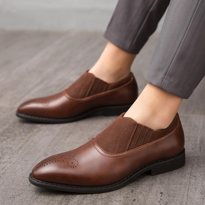 Luxury Brand Leather Fashion Men Business Dress Loafers Pointy Black Shoes Oxford Breathable Formal Wedding Shoes Zapatos Hombre
