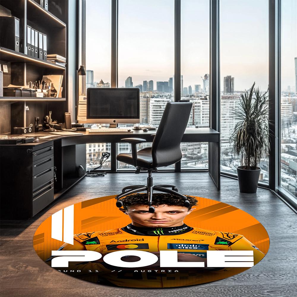 Lando Norris Printed Round Rug Carpet Chair Rug Area Rug Entryway Doormats,for Office Chair Living Room Bedroom Kitchen Room.