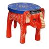 Hand-Crafted and Emboss Colorful Painted Wooden Elephant Shape Stool for Home/Office/Living or Bedroom Decor,Decorative Showpiece