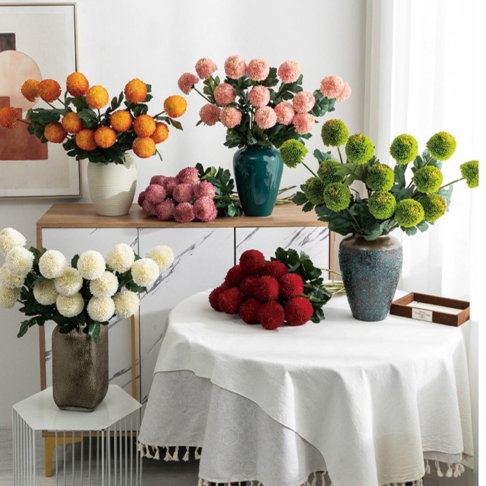 Silk Cloth Simulation Chrysanthemum Onion Ball Branch DIY Floral Materials Fake Flower Ball Soft Green Flower Hydrangea