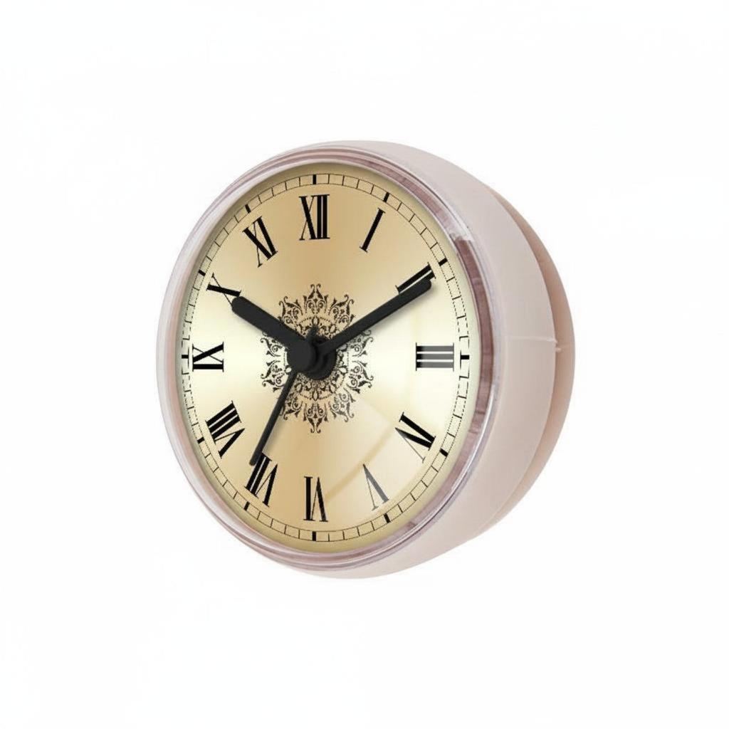 Bathroom Waterproof Suction Clock Silent Non Ticking Retro Roman Numeral Wall