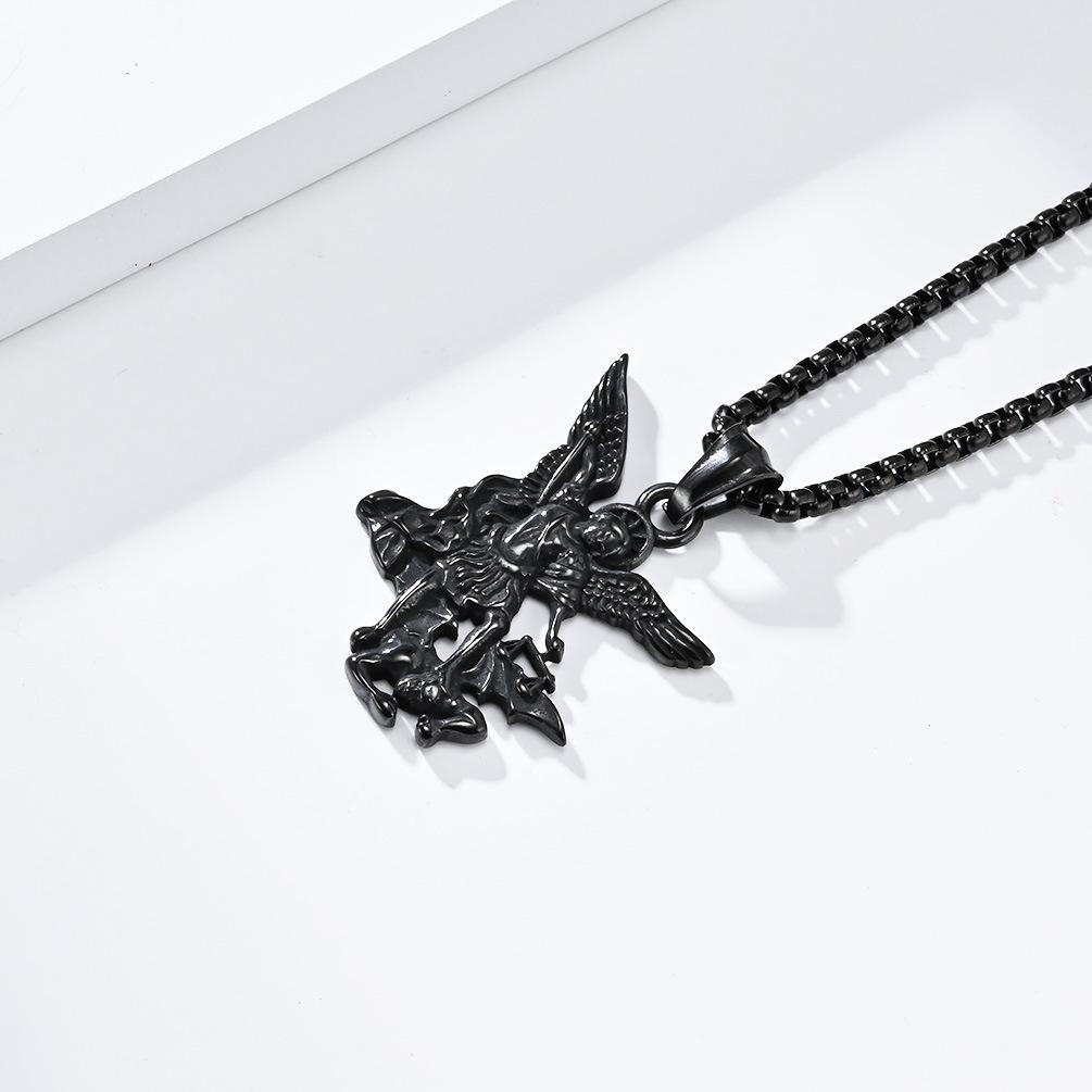 2026 Vintage St. Michael's Archangel Necklace Niche Personality Hipster Wear Accessories